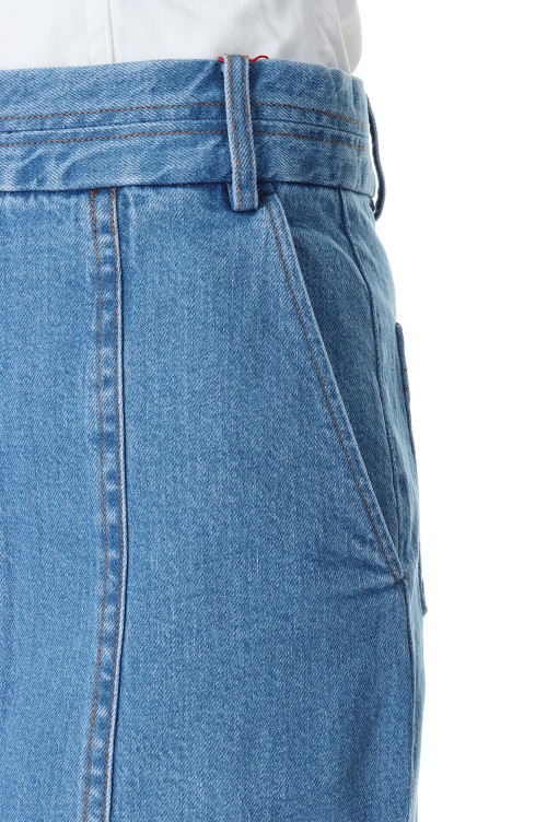 Side Zip Tight Denim Skirt-BLUE(21231515303) | セレクト