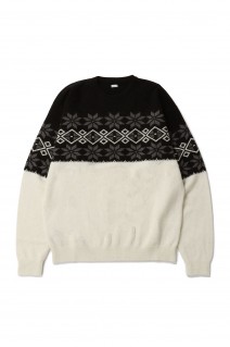 NORDIC CREW NECK KNIT / BLACK x GRAY (SQ-23AW-KN-03)
