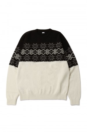 NORDIC CREW NECK KNIT / BLACK x GRAY (SQ-23AW-KN-03)