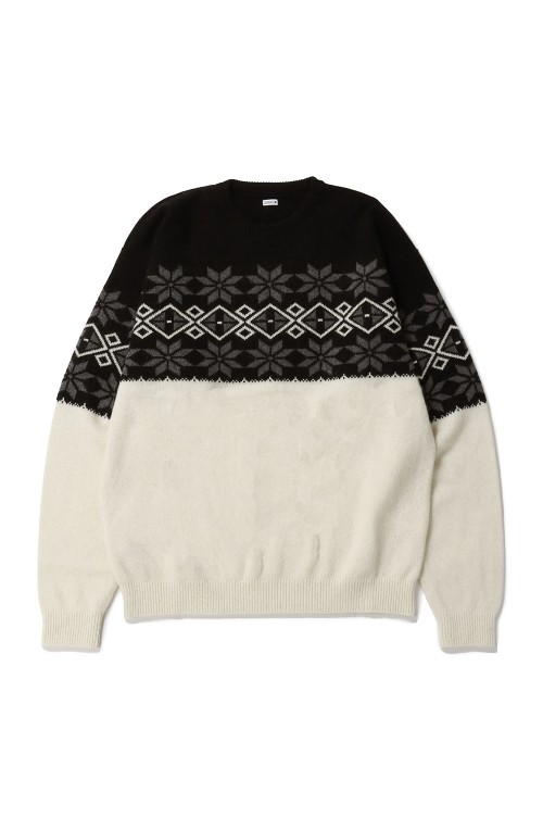 NORDIC CREW NECK KNIT / BLACK x GRAY (SQ-23AW-KN-03) | セレクト