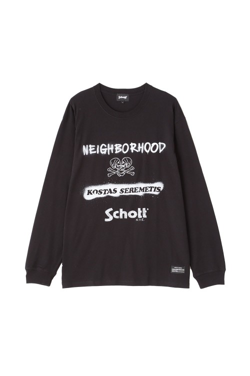 BLACKブラックNeighborhood Schott  LS T-SHIRT BLACK XL