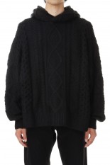 Cable Knit Hoodie/Jet Black(192BT234390F)