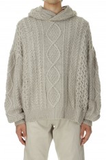 Cable Knit Hoodie/Silver Cloud(192BT234392F)