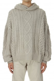 Cable Knit Hoodie/Silver Cloud(192BT234392F)