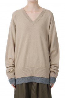 V NECK LAYERED KNIT -Beige(K32332004)