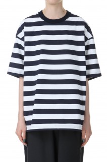 W's TECH DRAWSTRING BORDER S/S TEE-WHITExNAVY(BE-36024L)