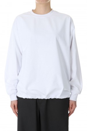 W's TECH DRAWSTRING L/S TEE-WHITE(BE-40024L)
