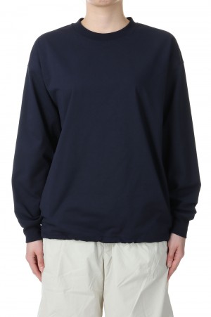 W's TECH DRAWSTRING L/S TEE-NAVY(BE-40024L)