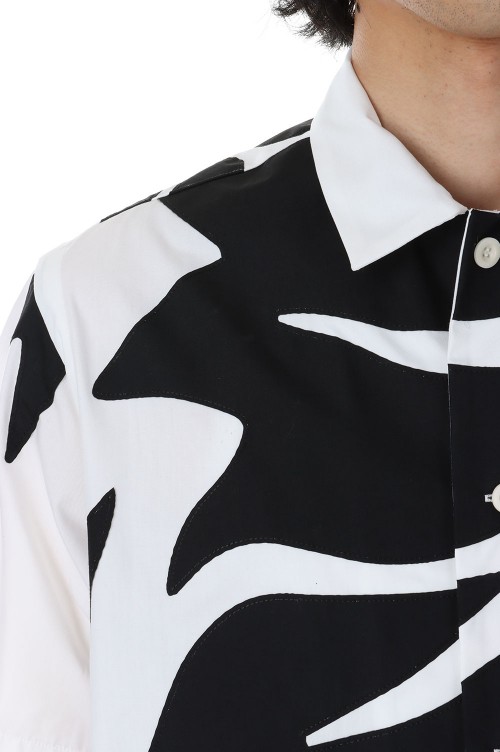 Floral Embroidered Patch Cotton Poplin Shirt(24-03282M )-OFF WHITE
