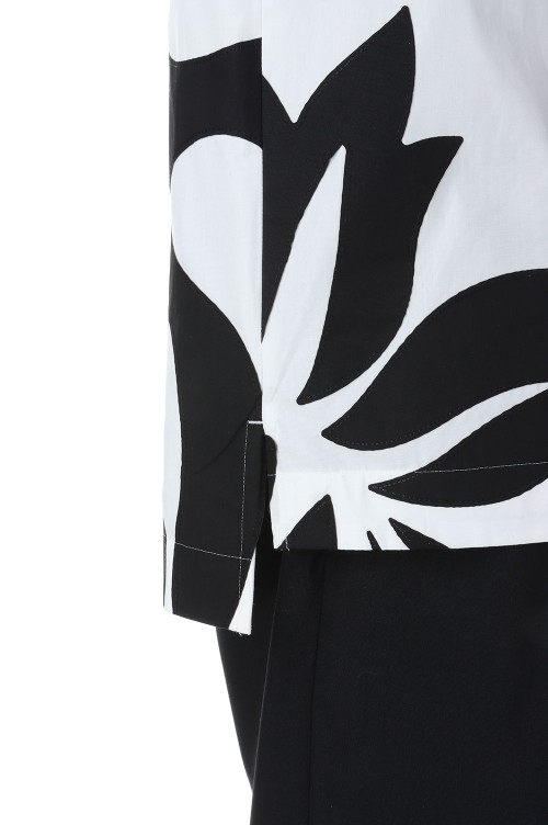 Floral Embroidered Patch Cotton Poplin Shirt(24-03282M )-OFF WHITE