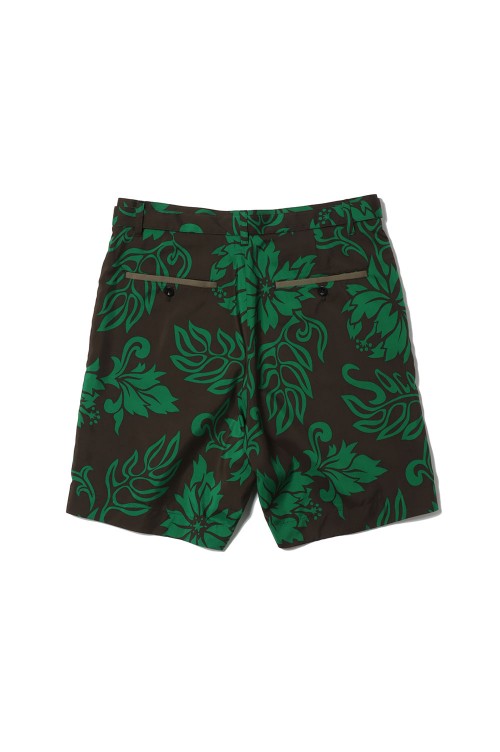 Floral Print Shorts / Large Print (24-03294M)-GREEN 551 