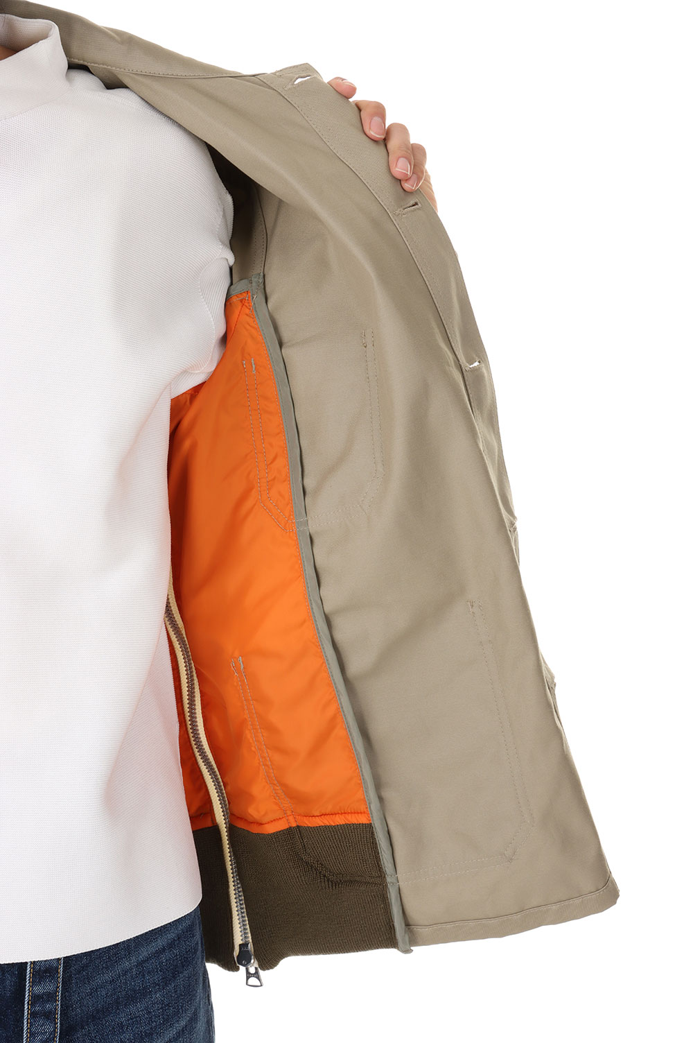 Cotton Chino x Nylon Twill Blouson(24-03316M )-BEIGE L/KHAKI 639  