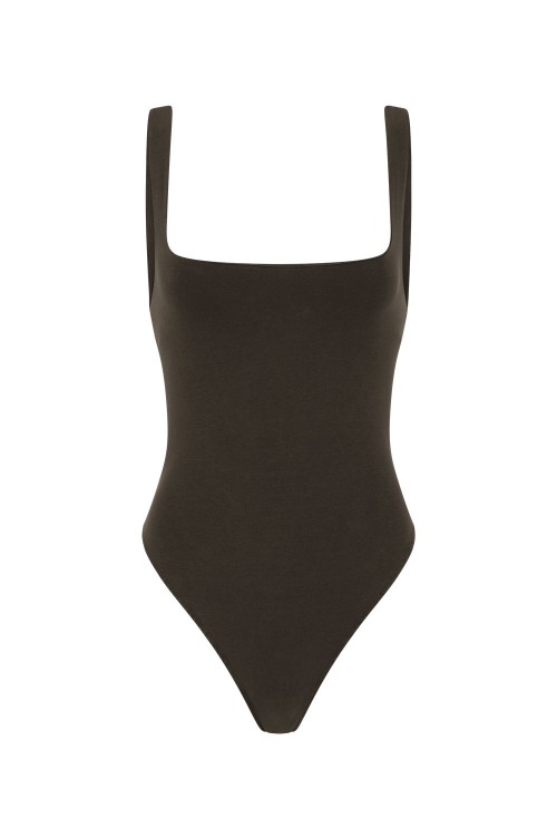 SQUARE NECK BODYSUIT - COTTON SPANDEX -BRUNETTE(ES2356BT