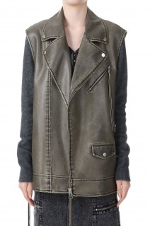 Vegan Leather Rider Gilet(21232115202)
