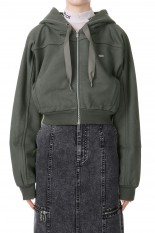 Front Zip Short Hoodie -CHARCOAL GRAY(21232415803)