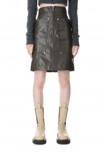 Fake Leather Mini Skirt  -BROWN(21232515701)