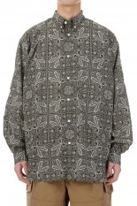 TECH BUTTON DOWN L/S SHIRT PAISLEY - BROWN (BE-81024)