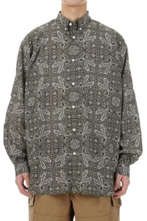 TECH BUTTON DOWN L/S SHIRT PAISLEY - BROWN (BE-81024)