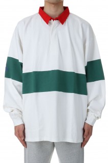 L/S Rugby Shirt - WHITE × GREEN (10-12410706)