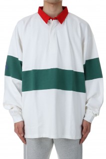 L/S Rugby Shirt - WHITE / GREEN (10-12410706)
