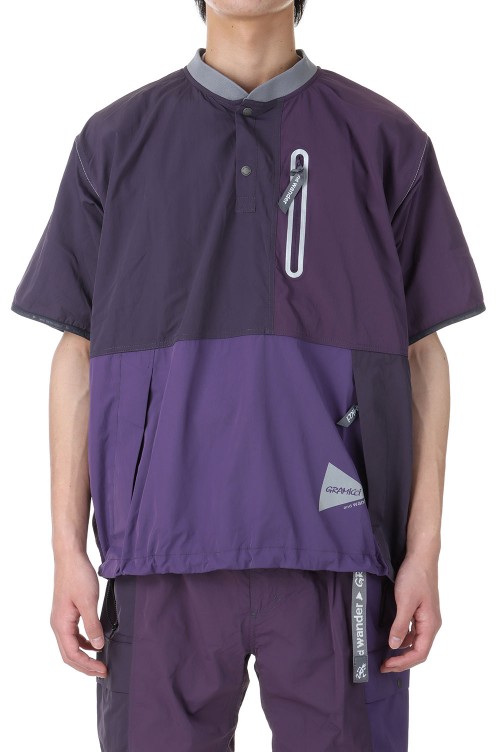 Gramicci / and wander PATCHWORK WIND TEE - MULTI PURPLE