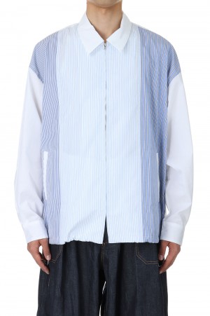 THOMAS MASON LONG SLEEVE ZIP SHIRT(24SS_10_1006SSSH05-1)-CRAZY STRIPE-