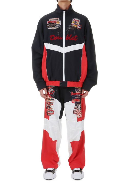A.I. PATCHES EMBRIDERY TRACK PANTS(24SS06PT257)-BLACK/RED