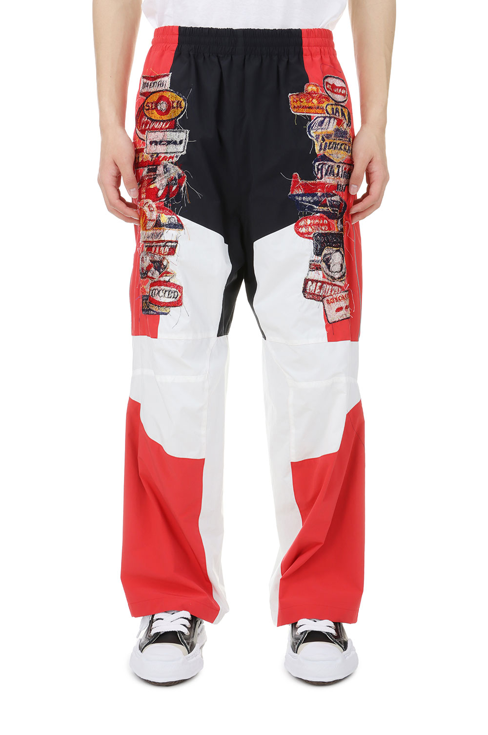 A.I. PATCHES EMBRIDERY TRACK PANTS(24SS06PT257)-BLACK/RED