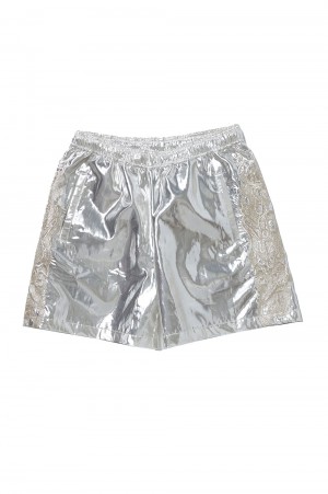 SILVER LAME EMBROIDERY SHORT PANTS(24SS10PT268)