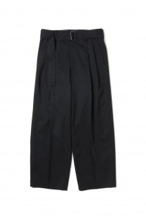 BELTED WIDE STRAIGHT TROUSERS(ST.804)-BLACK-