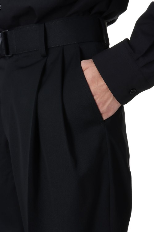 BELTED WIDE STRAIGHT TROUSERS(ST.804)-BLACK- | セレクト