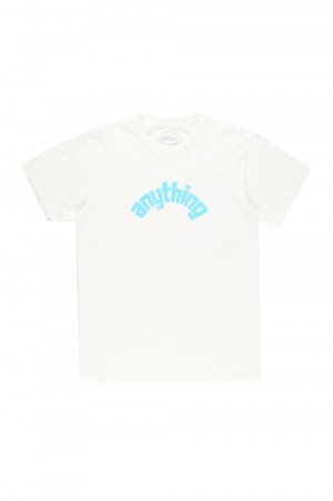 CURVED ANYTHING LOGO T-SHIRT / WHITE&AQUA BLUE