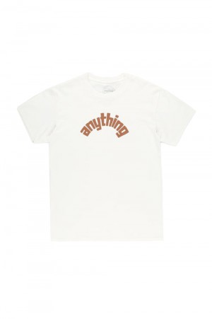 CURVED ANYTHING LOGO T-SHIRT / WHITE&BROWN