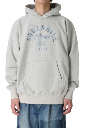 LOGO PRINDED HOODIE(2441000901)-HEATHER GRAY-
