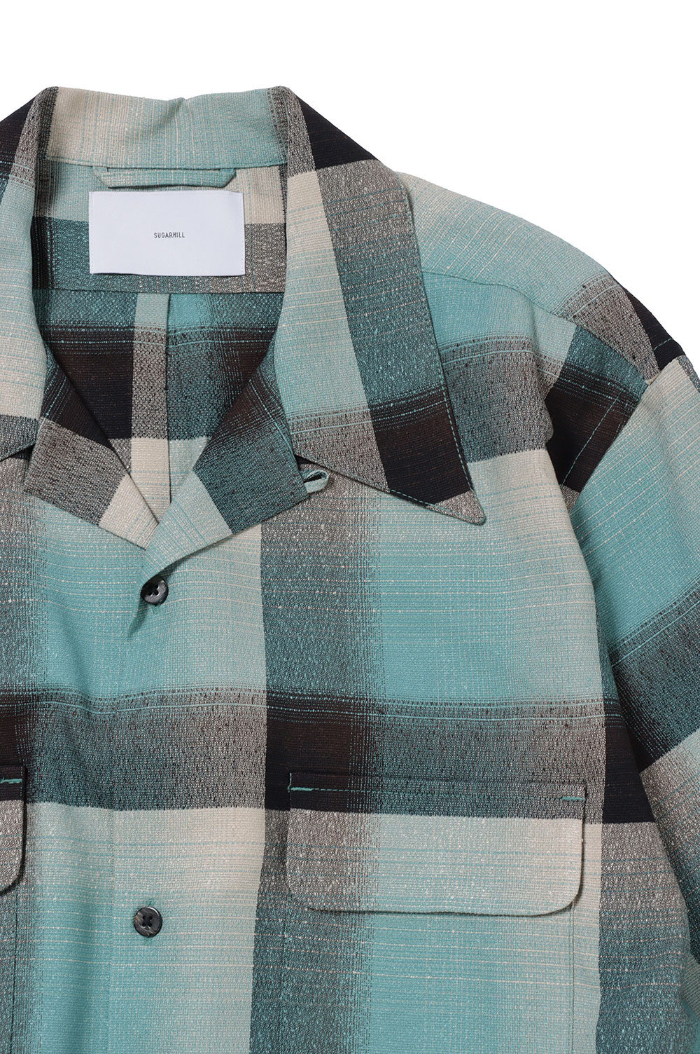 RAYON OMBRE PLAID OPEN COLLAR BLOUSE HALF SLEEVE(2441000508 RAYON OMBRE PLAID OPEN COLLAR BLOUSE HALF SLEEVE(2441000508