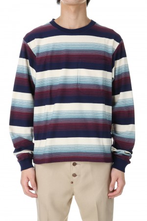 MULTI STRIPE LONG SLEEVE TEE(2441000910)-RED STRIPE-