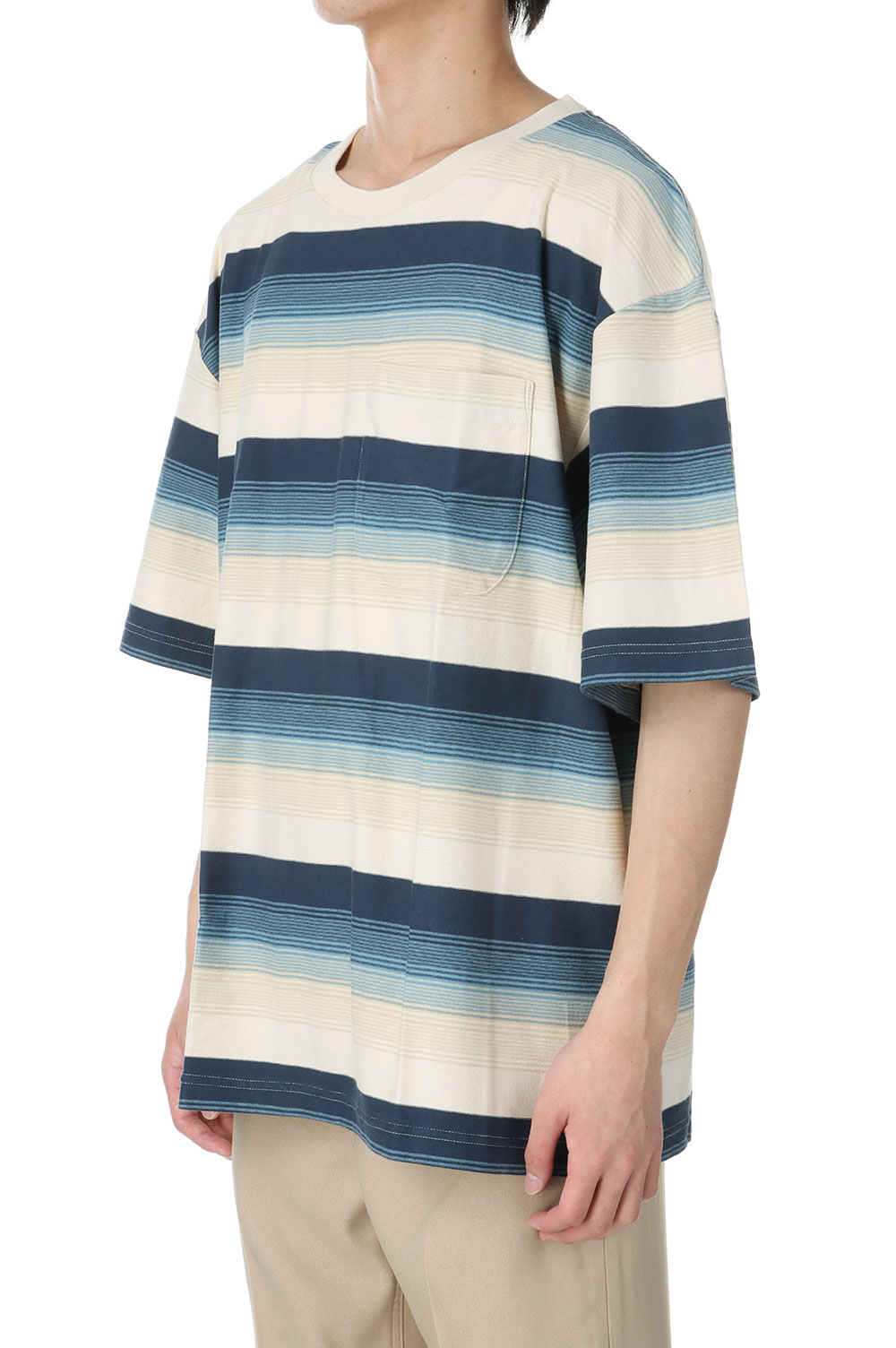 MULTI STRIPE BIG TEE(2441000911)-BLUE STRIPE- | セレクトショップ