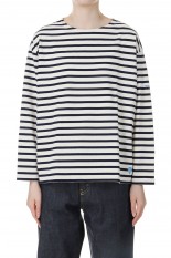 CREW NECK L/S P.O.-ECRU / MARINE(B249)