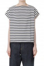 FRENCH SLEEVE BOAT NECK P.O. - ECRU / MARINE(B261)