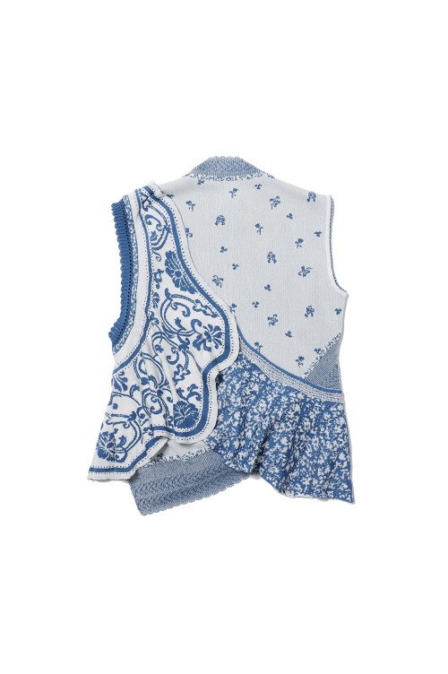 Asymmetric Pattern Knitted Top -Blue (MM24SS-KN061) | セレクト 