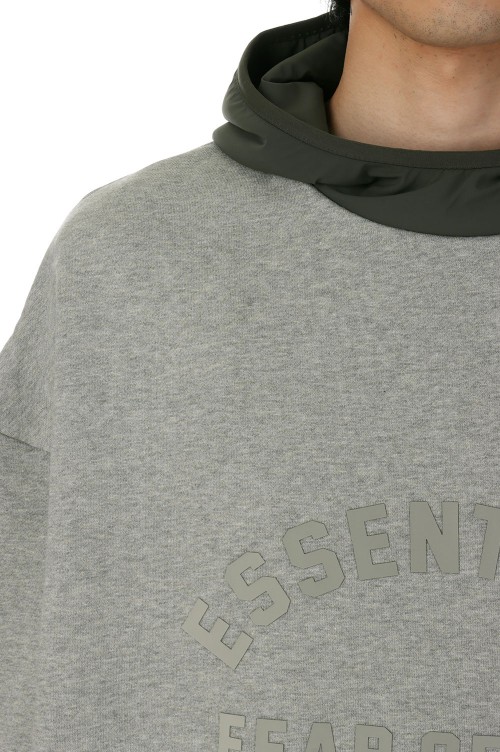 【ESSENTIALS】Nylon Fleece Hoodie/Dark Heather(202SP244313F) Fear of God Essentials SS24 Nylon Fleece Hoodie 'Dark