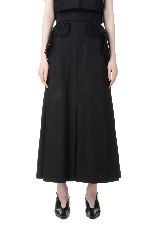 Cording Embroidery Detail Cotton Skirt -Black (MM24SS-SK067  