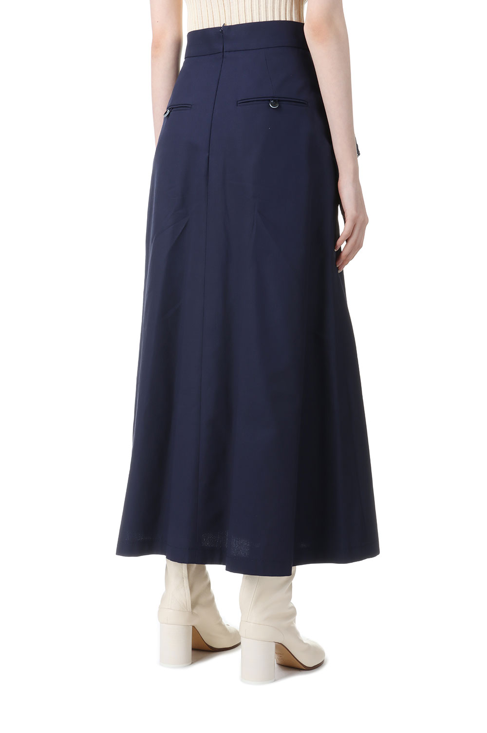 Cording Embroidery Detail Cotton Skirt -Navy (MM24SS-SK067  
