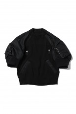 Nylon Twill x Knit Pullover -Black (24-07087)