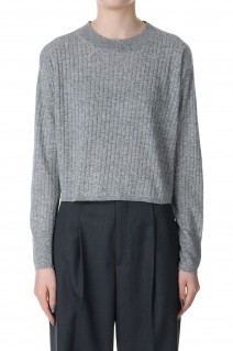 CASHMERE SILK SPUN RIB PULLOVER -Top Gray (KRAGCM0107)