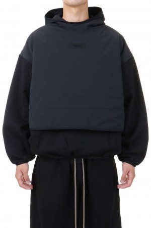 NYLON FLEECE HOODED SWEATER/ BLACK/BLACK(202SU244320F)