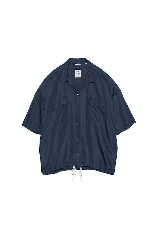 Open Collar Cupra Hemp S/S Shirt - NAVY (SUGS418) | セレクト