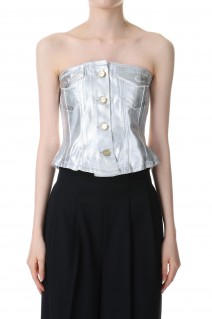 Foil Denim Corsage-BRIGHT WHITE(J1379)