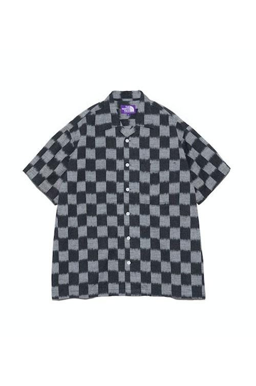 COVERNAT■Checkerboard collar T-shirt ■送料込 Open Collar Checkerboard Field S/S Shirt - BLACK (NT3418N