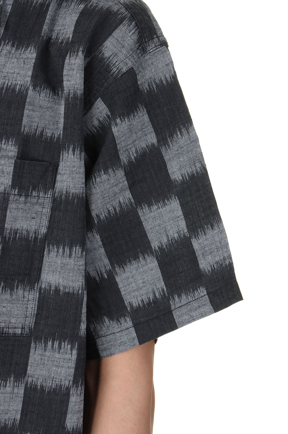 Open Collar Checkerboard Field S/S Shirt - BLACK (NT3418N
